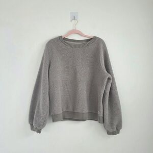 Abercrombie & Fitch Textured Gray Brown Teddy Crew Neck Sweatshirt